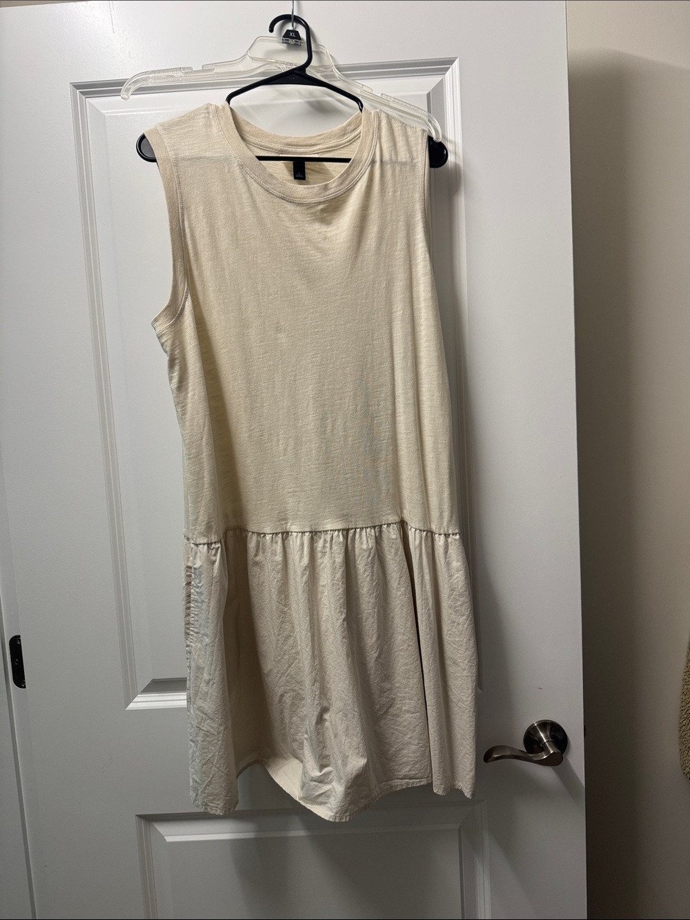 Sleeveless Cream Tiered Casual Dress
